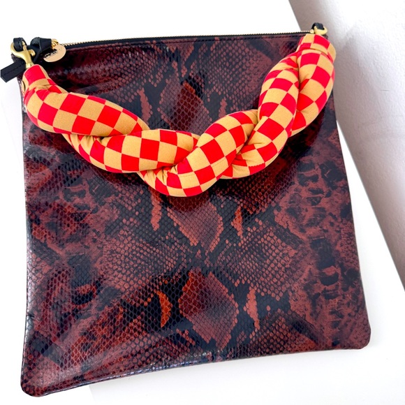 Clare V Twisted Puff Top Handle in Checker Poplin *HANDLE ONLY* - Picture 2 of 5